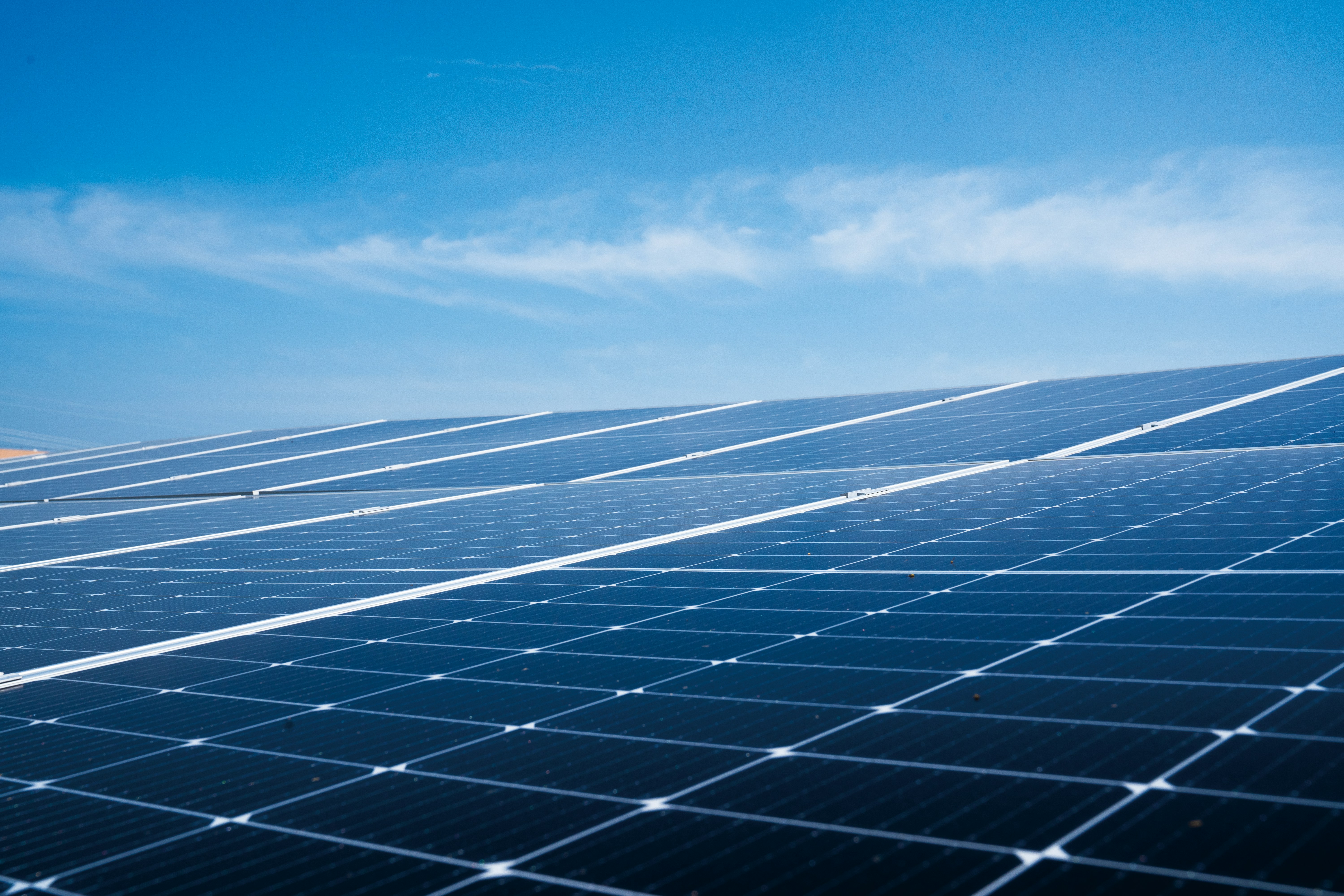 Modern solar panel rooftop installation
