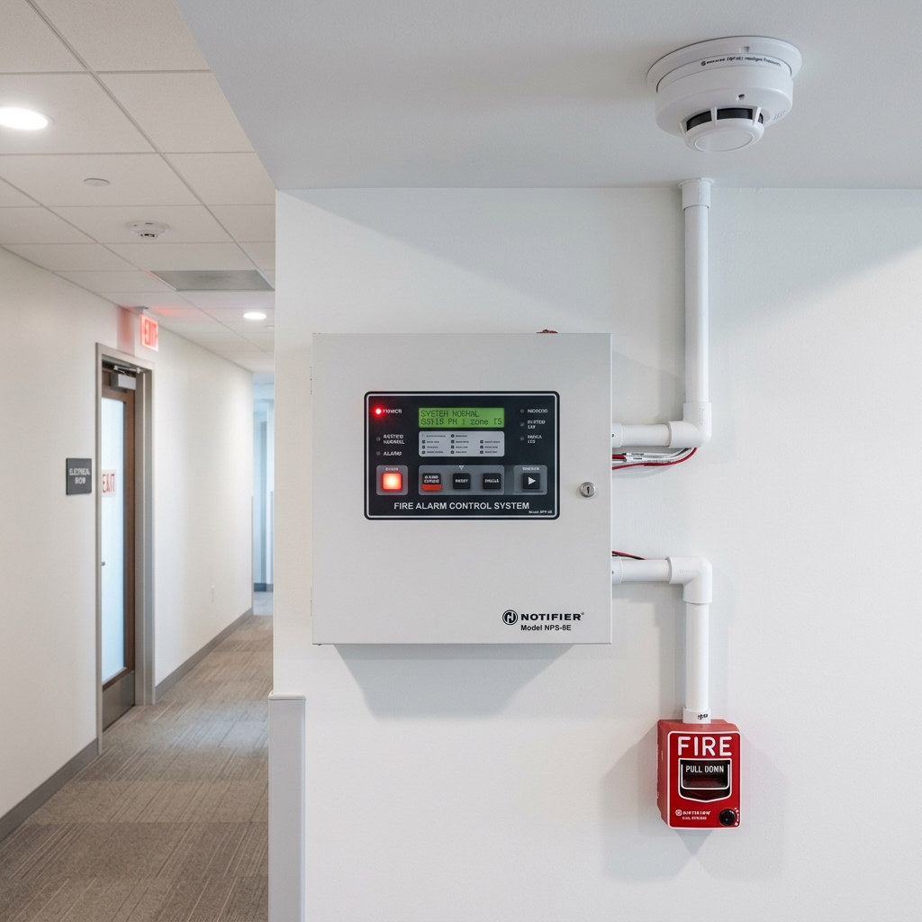 Fire alarm control panel and smoke detector